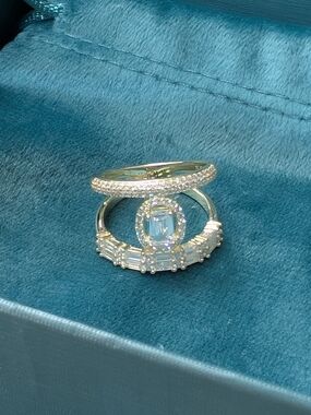 Gold Vermeil Cubic Zirconia Combination Ring - Size 8